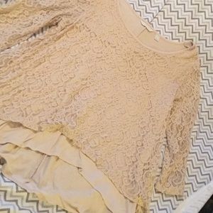 Long sleeve lace overlay shirt